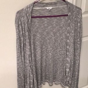 Gray and white, comfy cardigan!
